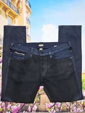 True Religion Rocco Slim Fit Blue & Black Jeans Size 38x34